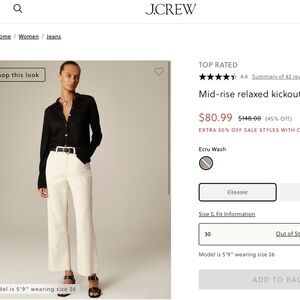 J. Crew Ecru Wide Leg Pants